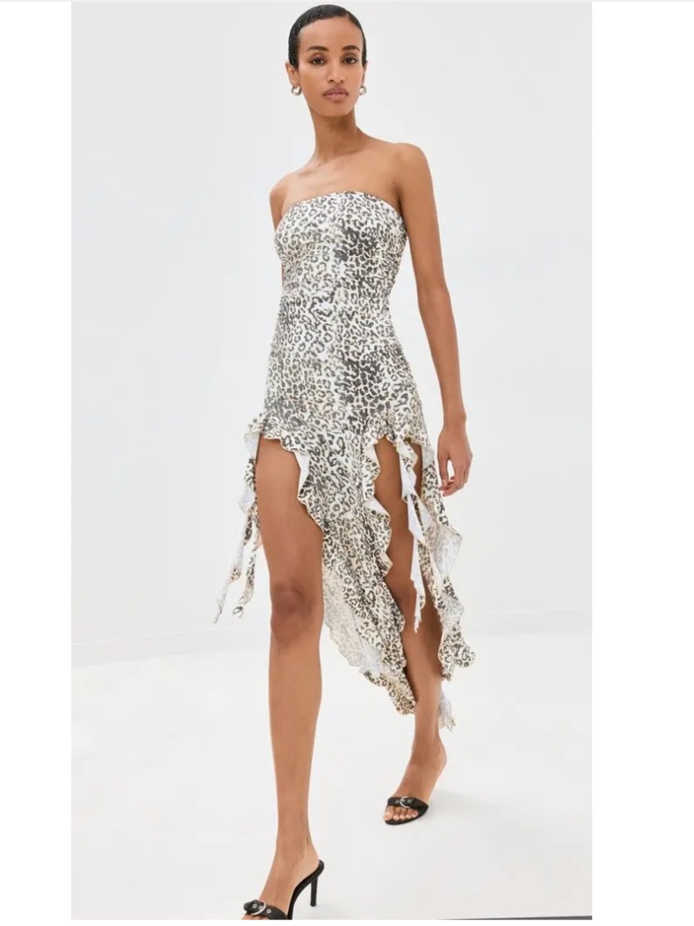 Lioness Leopard Print Slip Dress in Beige & Black